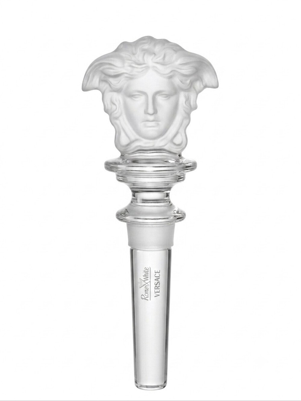 Versace Rosenthal Crystal Medusa Wine Bottle Stopper Decanter Frosted Glass NIB